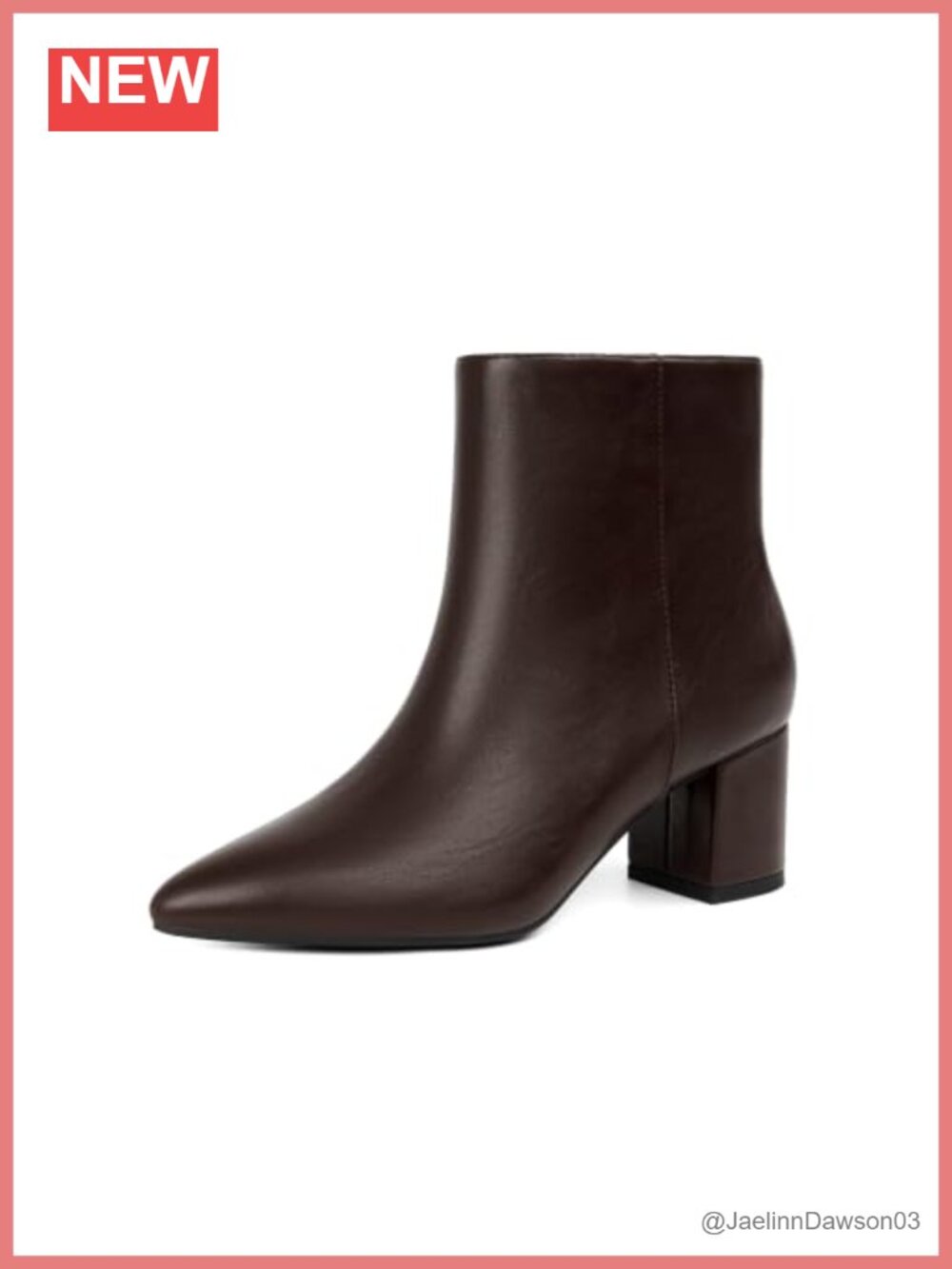 Faux Leather Ankle Boots Pointed Toe Chunky Block Heel Short Booties